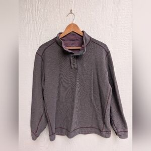Tommy Bahama Quarter Snap Reversible Sweatshirt Slub Texture Gray Size Large